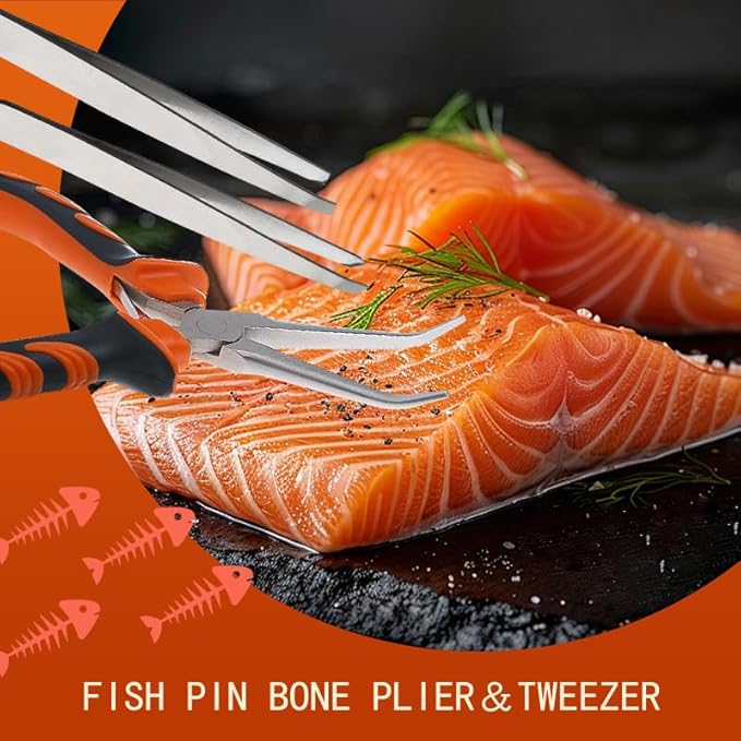 Fish Bone Pliers Tweezers 3pcs Fish Deboning Tools for All Kind of Fish Stainless Steel (3pcs)