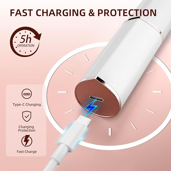 Facial Hair Removal for Women, Portable Lady Shaver, Rechargeable Painless Hair Remover for Face, Upper Lips, Chin, Peach Fuzz-BrightBean Baby