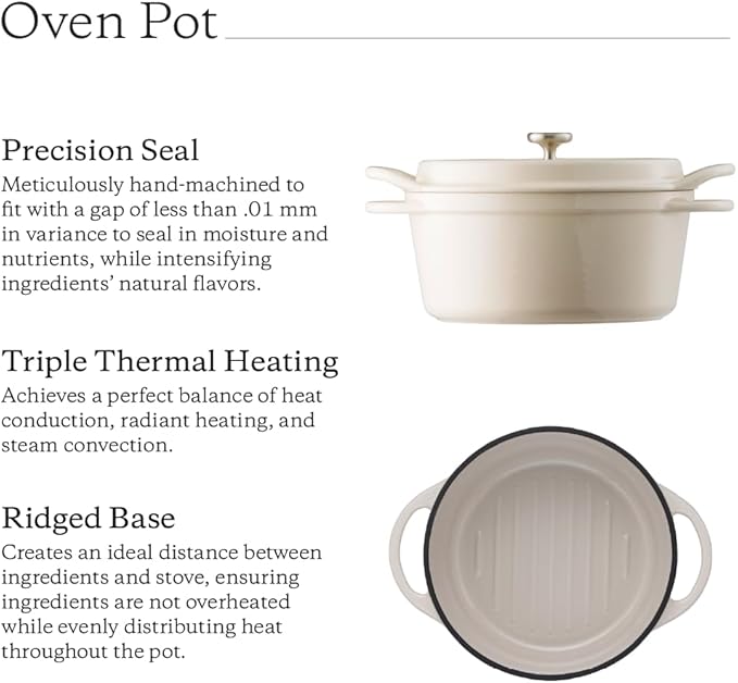 Vermicular Oven Pot 3.7 Qt Pearl Pink - Japanese Enameled Cast Iron Dutch Oven