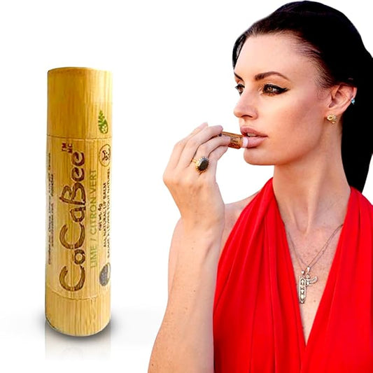 Chapstick Lip Balm Lip Moisturizer For Dry & Chapped Lips 100% Organic Lip Balm For Soft And Shiny Lips Cute And Portable Lip Care Balm for Kids and Women's With Bamboo Packaging (Lime)-BrightBean Baby