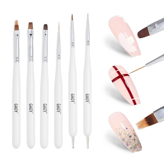 GAOY 6 Pcs Nail Art Brushes, Nail Design Tools for Nail Detail Painting, French Liner and Dotting Pens for Nail DIY-BrightBean Baby