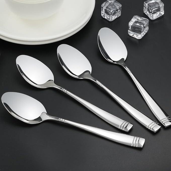 Obstnny Stainless Steel Dinner Spoons, 8-Inch, Set of 12