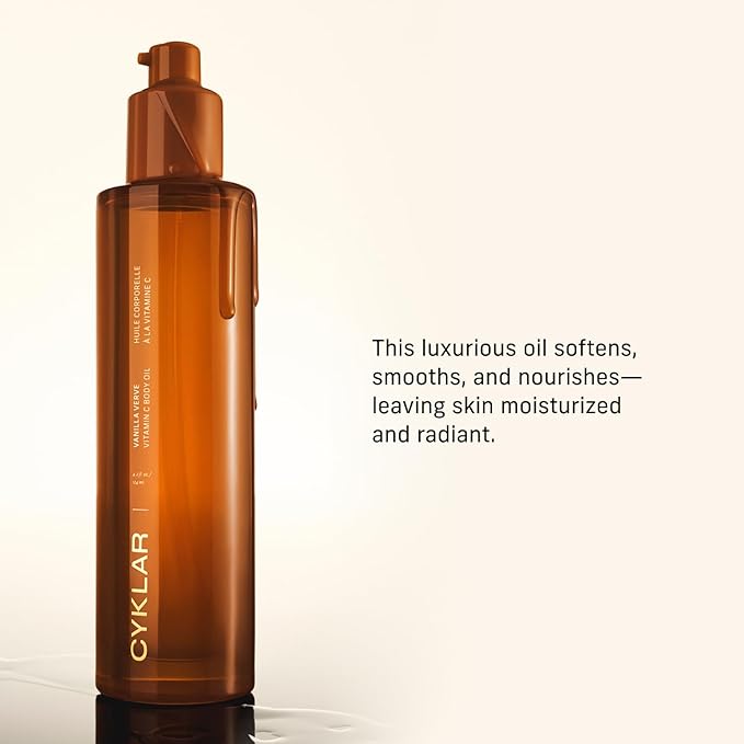 Vitamin C Body Oil for Women and Men. Moisturizing Vanilla Verve Scented Body Serum for Glowing Skin. Nourishing, Hydrating After-Shower and Bath Skin Care Moisturizer, 4.2 Fl Oz-BrightBean Baby