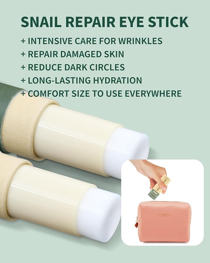 Advanced Snail Repair Eye Stick, Brightening & Tightening Eye Cream for Fine Lines & Dark Circles, Snail Mucin Eye Stick for Sensitive and All Skin Type, 0.25OZ-BrightBean Baby