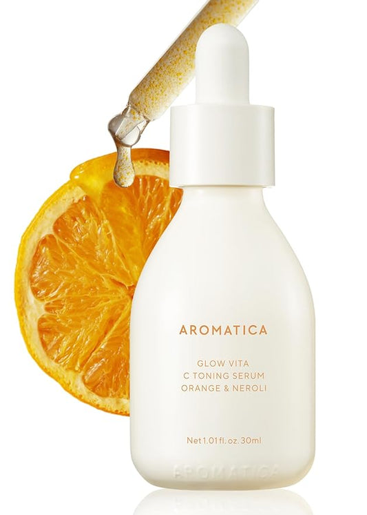 AROMATICA Glow Vita C Toning Serum Orange & Neroli 30ml/1.01 fl. oz - Orange Vitamin C Serum for Face with Hyaluronic Acid For Sensitive Skin-BrightBean Baby