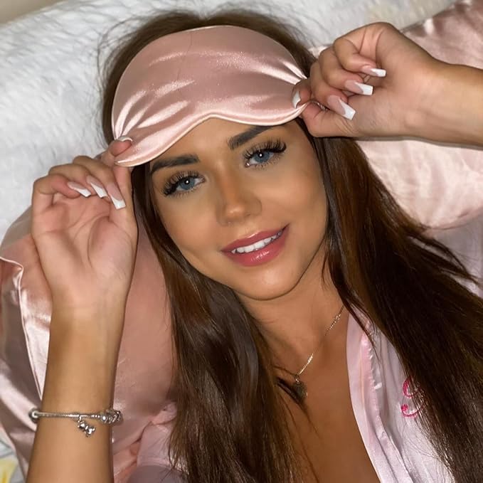 SMUG Satin Sleep Mask & Eye Mask | Travel Sleep Masks for Women & Men | Soft Sleeping Eye Mask to Nourish Skin & Reduce Dark Circles | Eye Sleep Mask Shades to Block Out Light | Pink-BrightBean Baby