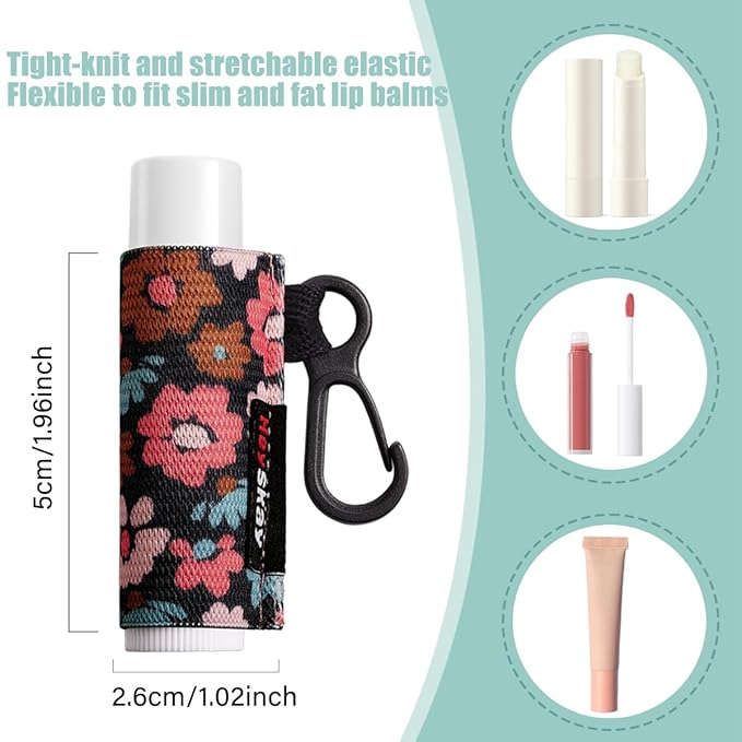 3PCS Lip Balm Holder Keychain Lip Gloss Sleeves Lipstick Holder Keychain Chapstick Elastic Sleeves(Leopard Printing X3)-BrightBean Baby