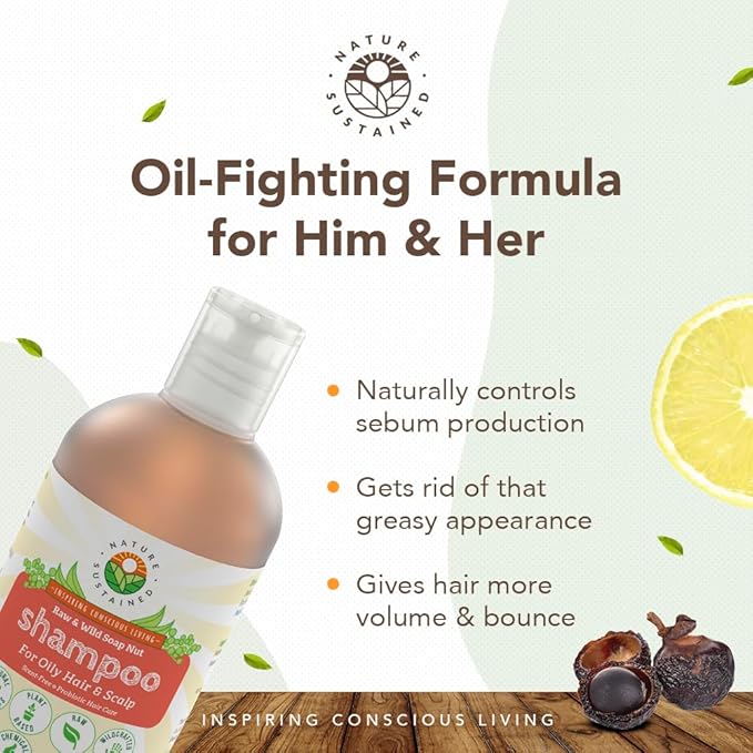 Natural Shampoo for Oily Hair & Scalp - Organic, Raw & Wildcrafted with Probiotics, Hypoallergenic & Sulfate Free Herbal Shampoo for Oil Control, Dandruff, Seborrheic Dermatitis - Gallon, Original-BrightBean Baby