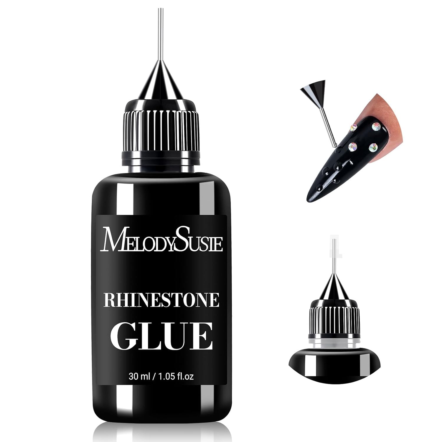 MelodySusie Nail Rhinestone Glue, 3D Gel Nail Art Design Strong Adhesive Nail Gem Glue for Nail Charms Gems Jewelry Decoration DIY Manicured at Home Cured Need Beauty Gifts for Women 30ml-BrightBean Baby