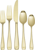 Oneida T711020PVDC Moda Satin Champagne 20 Piece Fine Flatware Set, Service For 4