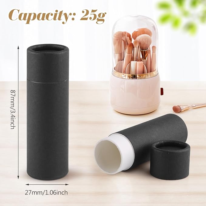 10 Pcs 25g Paperboard Lip Balm Tubes Refillable Krafts Paper Lipstick Tube Round Cardboard Empty Lip Gloss Container Holder Tubes for DIY Chapstick Salve Cosmetic Lotion Solid Perfume - Black-BrightBean Baby