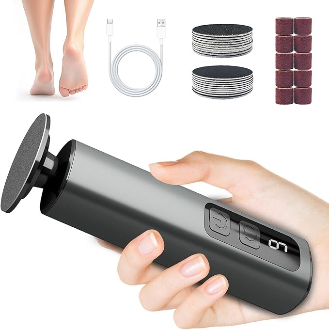 Electric Foot Callus Remover & Nail File - Electric Callus Remover for Feet, 9 Adjustable Speeds, 1800mAh Rechargeable, Portable Aluminum Body w/Type-C Charging for Home & Travel (Black)-BrightBean Baby