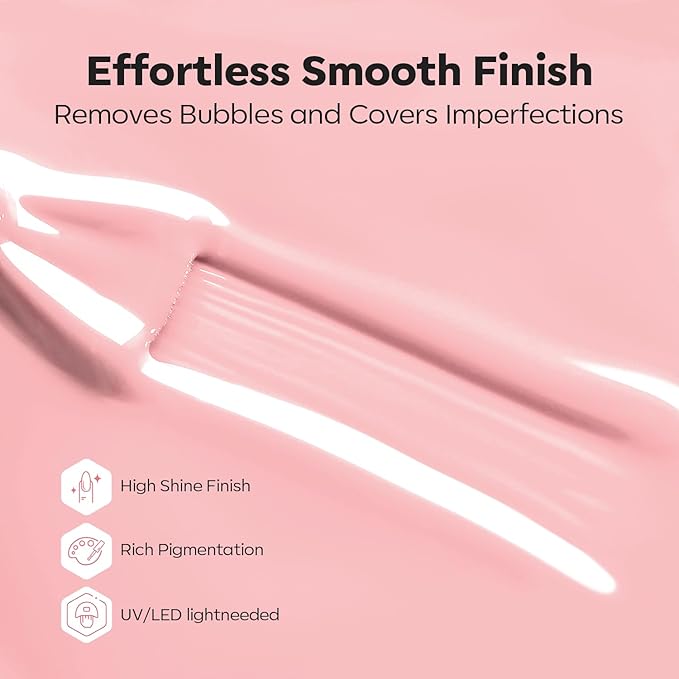 modelones Builder Nail Gel, 8-in-One Jelly Pink Builder, Peachy Pink Rubber Base Gel Polish, LED Lamp Cured Nude Color Base Hardener, Apex Building Strengthener Extension for Girls Home DIY Salon-BrightBean Baby