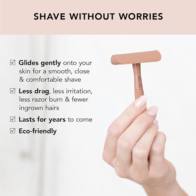 Kitsch Double Edge Safety Razors for Women and Men, Long Metal Handle and Stainless Steel Single Blade Razor with 5 Double Edge Refills, for Shaving and Travel Essentials - Terracotta-BrightBean Baby