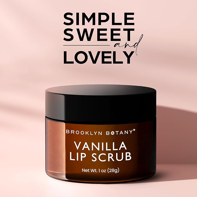 Brooklyn Botany Lip Scrub Exfoliator 1 oz – Lip Moisturizer for Dry Lips and Chapped Lips – Gentle Lip Exfoliator for Smooth and Brighter Lips – Vanilla Flavor-BrightBean Baby