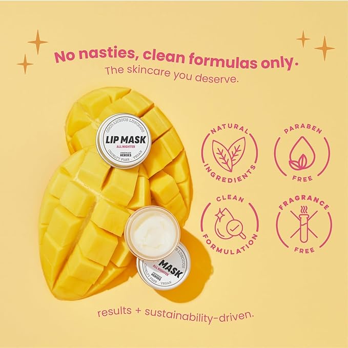 100% Natural Lip Butter Sleeping Lip Mask, Overnight Lip Moisturizer and Conditioner for Dry Lips. Intensive Lip Balm and Lip Therapy Skin Care with Mango butter (Original All Nighter)-BrightBean Baby