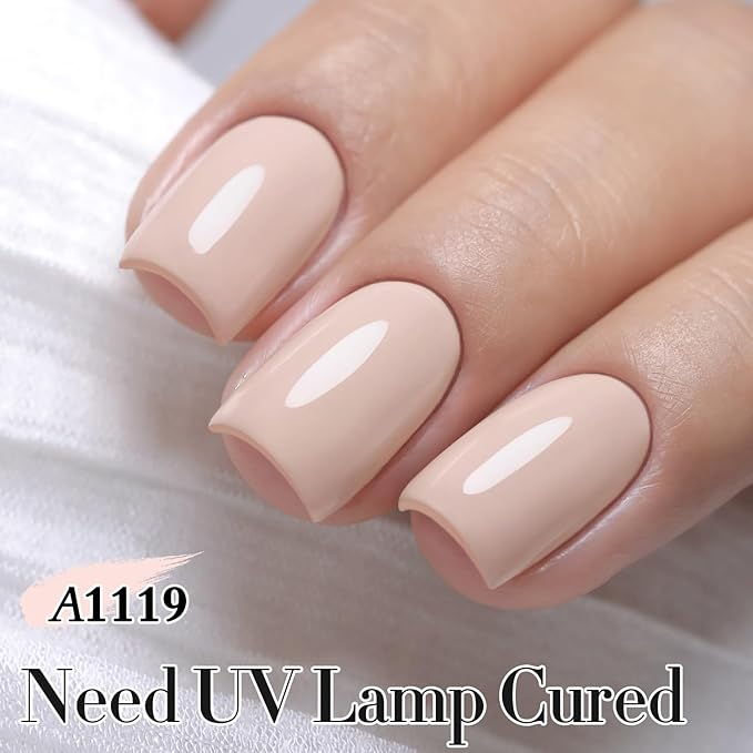 Double Rhythm Gel Polish Translucent Sheer Neutral Natural Light Milky Same Color Same Bottle 15ML Jelly UV Gel Polish Art DIY at Home (Nude Beige-A1119)-BrightBean Baby