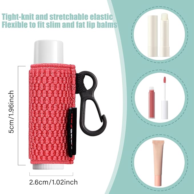 5PCS Lip Balm Holder Lipstick Sleeves Keychain Lip Gloss Holder Keychain Chapstick Elastic Sleeves(Black x5)-BrightBean Baby
