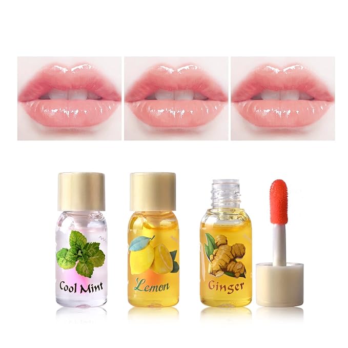LAMUSELAND 3Pcs Mini Cute Lip Oil, Hydrating Clear Lip Gloss for Lip Care to Prevent and Soothe Dry, Chapped Lips (A (3Pcs))-BrightBean Baby