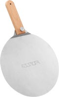 12 inch Stainless Pizza Peel for Large Oven, Pizza Spatula with Foldable Wood Handle for Indoor & Outdoor Pizza Oven Baking, Turing Peel for Pizza, Dough, Bread Pastry