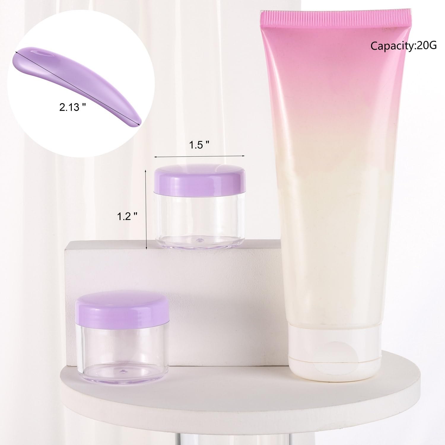 Refillable Cosmetic Sample Jars - 100 Pack 20g (0.7oz) Milti Color Small Travel Containers with Lids + 10 Mini Makeup Spatulas - BPA Free-BrightBean Baby