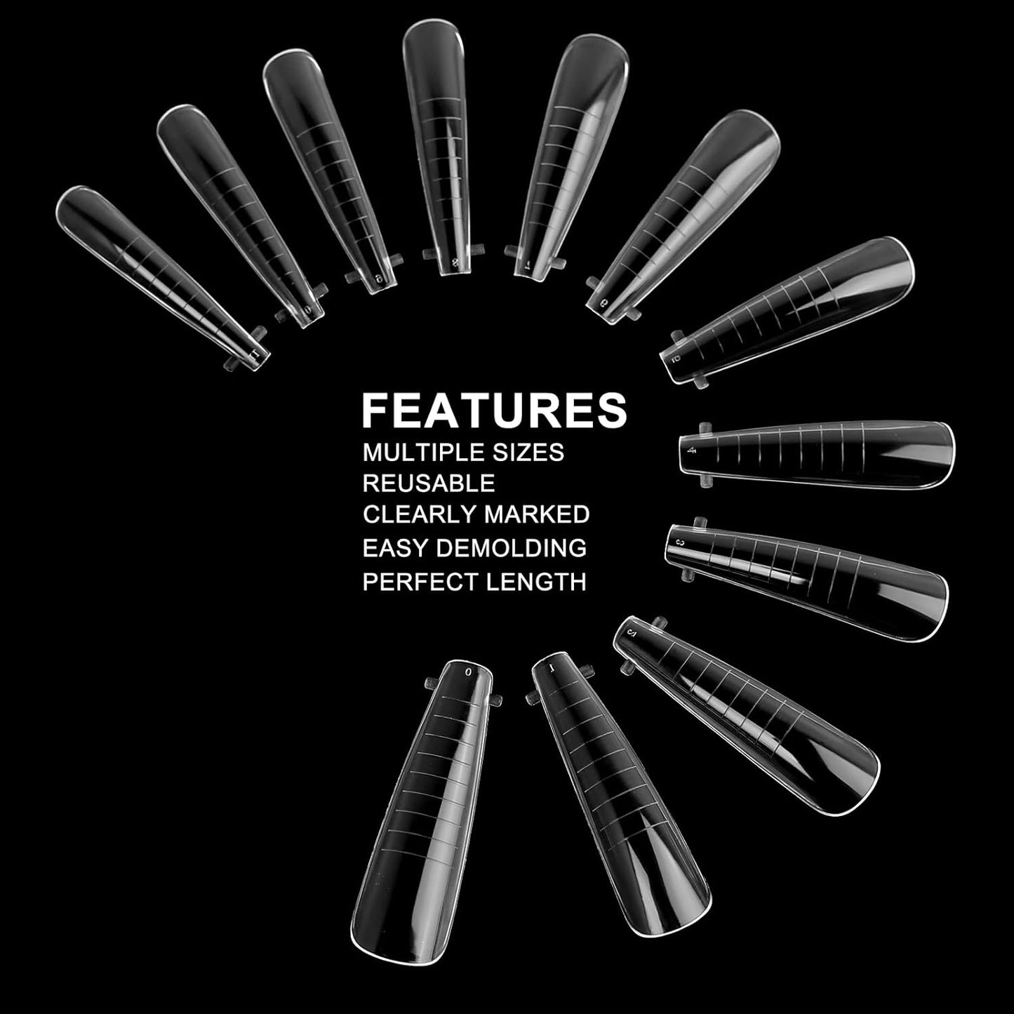 120Pcs Clear Dual Nail Forms,Long Ballet Extension Poly Nail Gel Nail Forms Full Cover Nail Molds 12 Sizes for Solid Nail Gel Glue Nail Art Design Salon&DIY(Extra Long Ballet)-BrightBean Baby