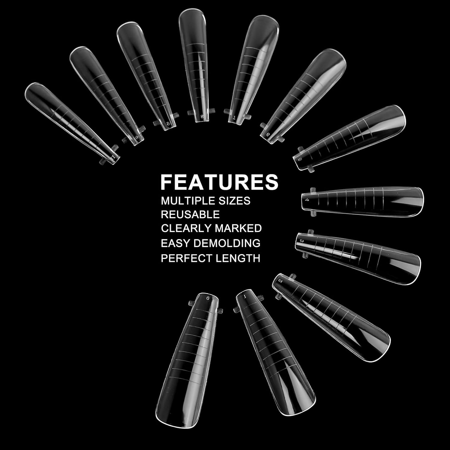 120Pcs Clear Dual Nail Forms,Long Ballet Extension Poly Nail Gel Nail Forms Full Cover Nail Molds 12 Sizes for Solid Nail Gel Glue Nail Art Design Salon&DIY(Extra Long Ballet)-BrightBean Baby