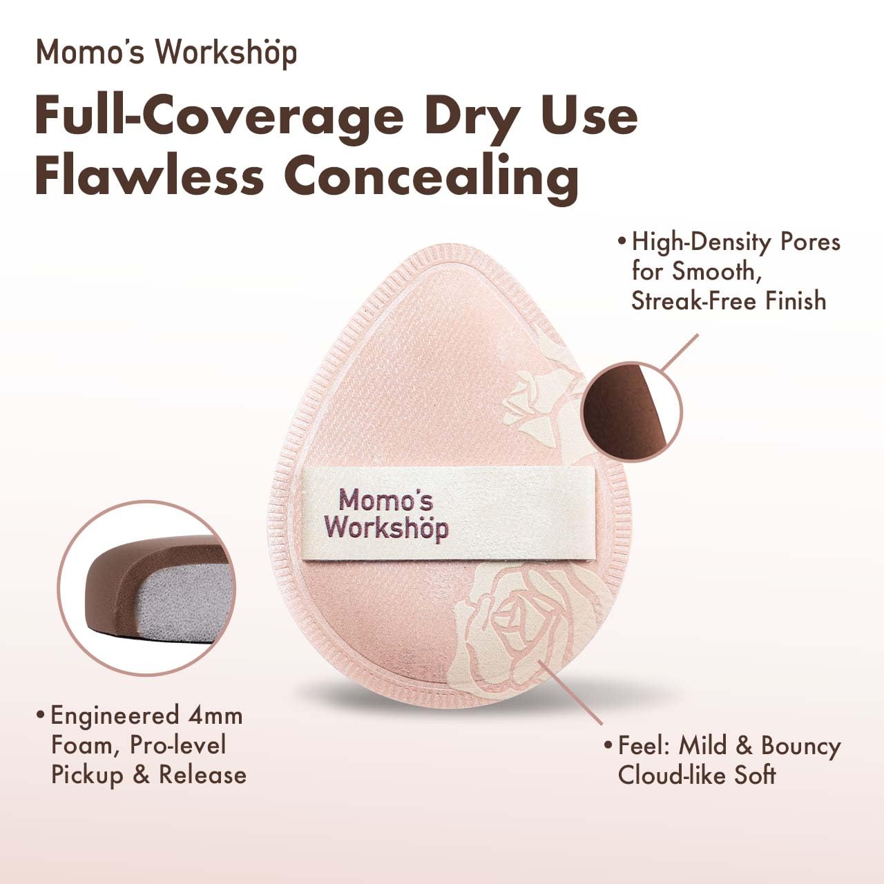 Makeup Sponge, Rubycell, Egg Shape, Foundation Sponges with Glossy PU Leather, for Liquid/Sheer Foundations, Cosmetic Puff, Medium Bounce,Travel Friendly & Reusable,2pcs & Storage Case-BrightBean Baby