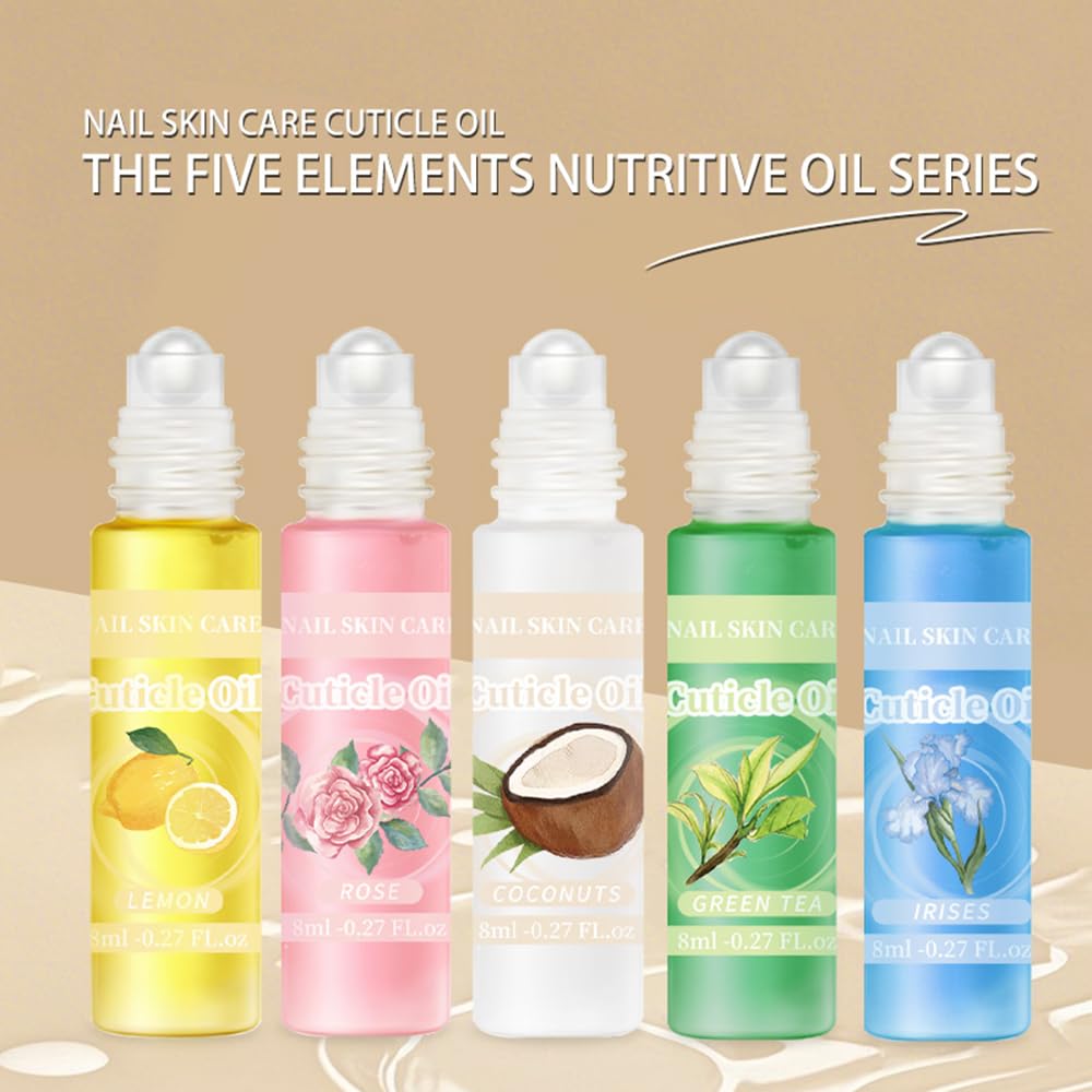5pcs Cuticle Oil Roller Nourishing Moisturizing Roll On Cuticle Oil for Convenient Portable Nail Rollerball for On the Go Hydration and Care-BrightBean Baby