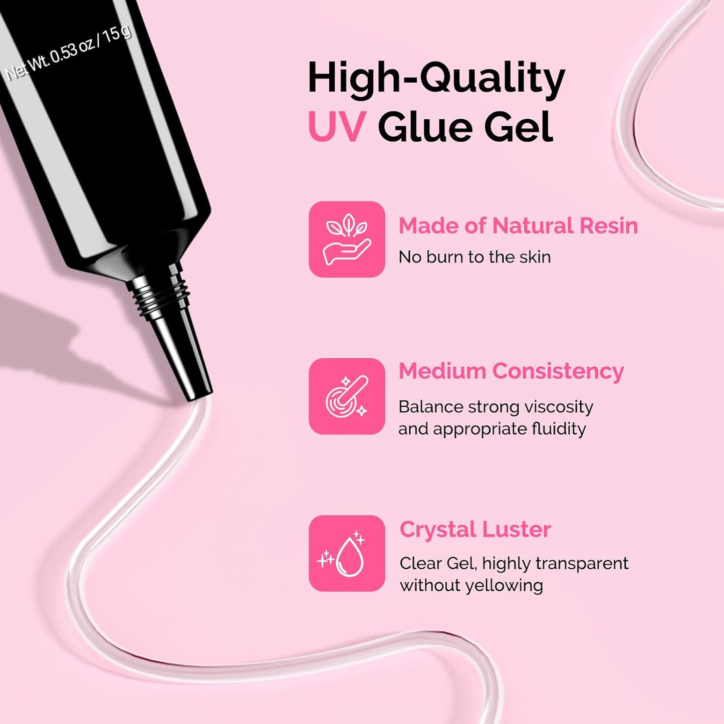 MelodySusie Nail Rhinestone Glue Set, 3D Gel Nail Art Design Strong Adhesive Nail Gem Glue for Nail Charms Gems Jewelry Decoration DIY Manicured at Home Cured Need Beauty Gifts for Women-BrightBean Baby