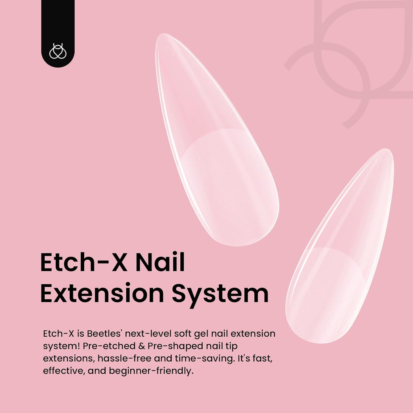 Beetles Gel Nail Tips Etch-X, Stiletto Medium, 288Pcs 12 Sizes, Pre-Etched Half Matte Full Cover Soft Acrylic False Nail Tips Pre-Shaped Easy DIY Fall Halloween Nail Extension Salon Gift for Women-BrightBean Baby