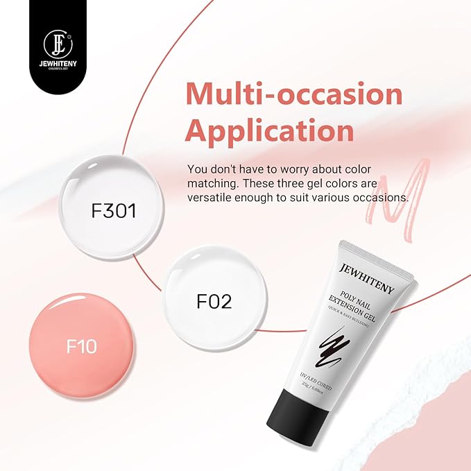 JEWHITENY Poly Nail Gel Set Clear Pink White Poly Extension Gel With Base Coat Top Coat Slip Solution French Manicure Need U V Lamp Curing for Finger Art and Home DIY-BrightBean Baby