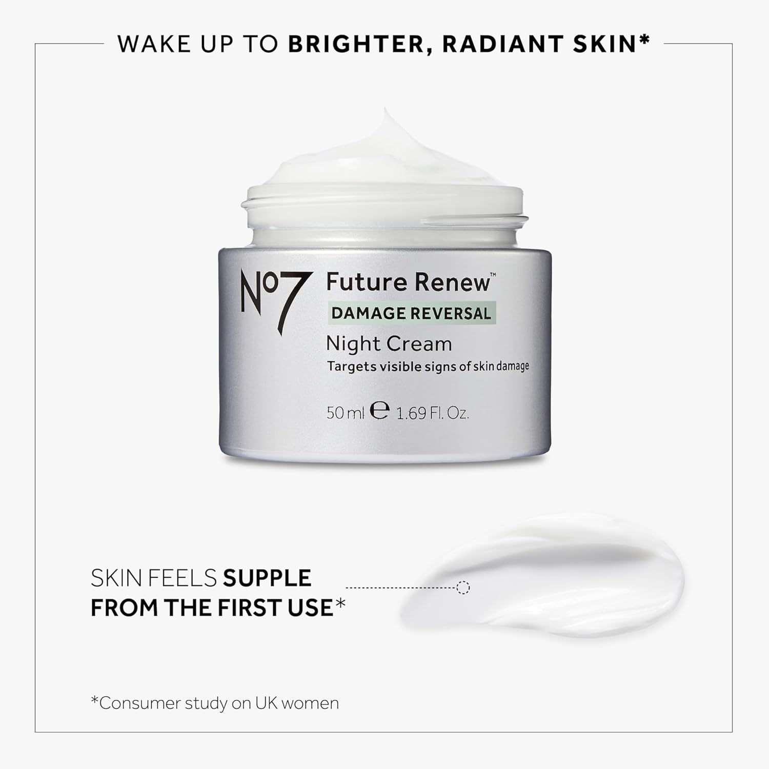 No7 Future Renew Damage Reversal Night Cream - Anti Aging Face Moisturizer - Infused with Peptide Technology to Reverse Visible Signs of Damage - Skin Barrier Repair for Dry Skin (1.69 Oz)-BrightBean Baby