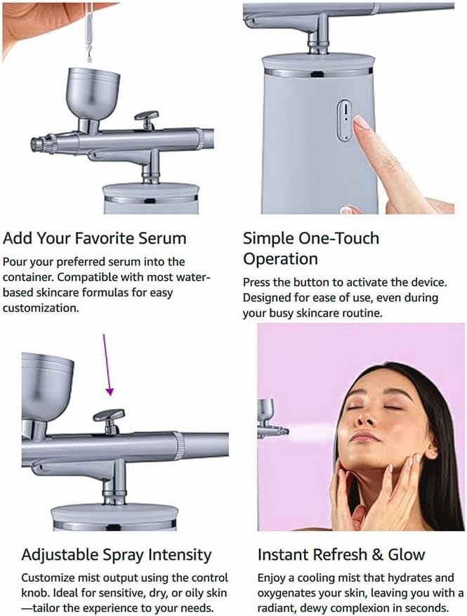 Facial Mist Spray Machine – 0.3mm Oxygen Micro Mist for Toner & Serum Infusion | High-Pressure Hydration & Skin Cooling Steamer for Home & Salon Use – Koli Z2-BrightBean Baby