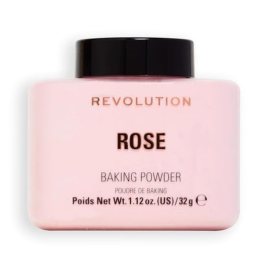 Revolution Beauty, Loose Baking Powder, Makeup Setting Powder, Long Lasting Coverage, Mattifies & Reduces Shine, Rose, 1.13 Oz-BrightBean Baby