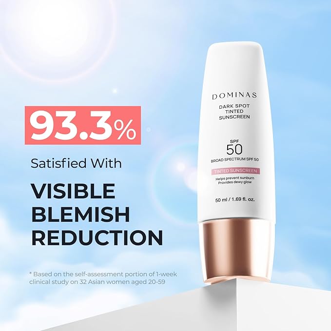 SPF 50 DOMINAS Tinted Sunscreen Moisturizer (1.7fl oz) - Tone Correction, Korean Skin Care, Broad-Spectrum UV Defense Sunblock, Water-in-Oil Formula for Lightweight, Panthenol, Sun Cream-BrightBean Baby