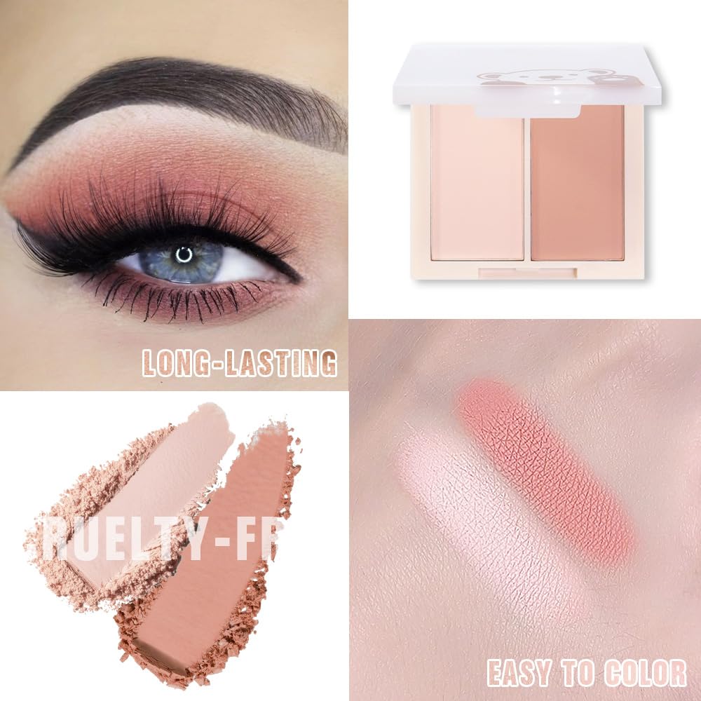 AMY'S DIARY Matte Eyeshadow, Nude Pink Eyeshadow, Ultra-fine Lightweight Powder, Multiuse Blendable Eye shadow and Blush Makeup, Daily Matte Warm Tone Eyes Makeup, Half Pink (03#)-BrightBean Baby