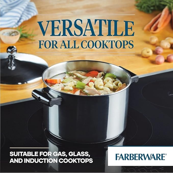 Farberware Classic Stainless Steel Cookware Set 15-Piece - Complete Kitchen Pots and Pans