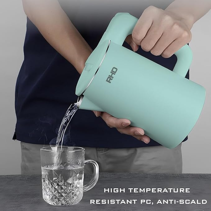 0.8L Small Electric Kettles for Boiling Water, Stainless Steel Mini Travel Kettle, 1000W Fast Boil Teapot, Boil-Dry Protection & Auto Shut-Off, Perfect For Traveling Cooking, Coffee, Tea, Eggs(Green)