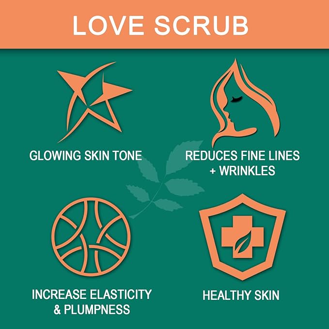 Love Scrub with Hyaluronic Acid Natural Face Exfoliator for Wrinkles, Acne, Fine Lines, Blackheads & Clogged Pores-BrightBean Baby