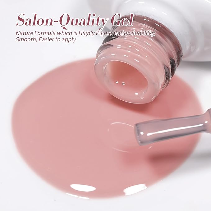 Born Pretty Milky White Jelly Nude Pink Gel Nail Polish Translucent Natural Sheer Pink Soak Off U v Light Cure Gel Polish Kit for Salon and Nail Art DIY at Home 6Colors-BrightBean Baby