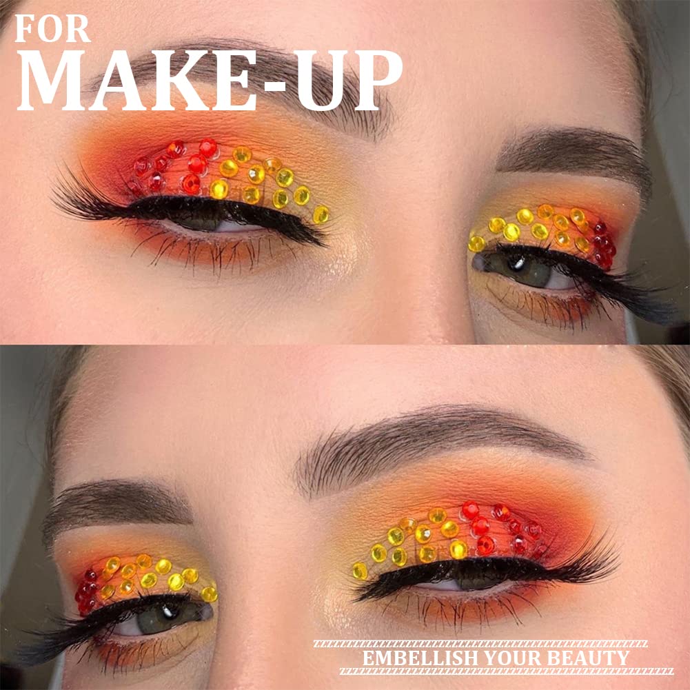 One Pack 2000 Pcs of Flatback Round Lemon Yellow Rhinestones 6 Sizes (1.5-6 mm) with Nail Art Rhinestone Picker Pencil and Tweezer for DIY and Salon Use-BrightBean Baby