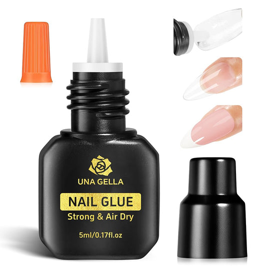 UNA GELLA Quick Drying Super Nail Glue for Press On Nails, Acrylic Nails & Nail Tips No Lamp Need Press On Nails Glue Drip Use with Opener（5ML） Long Lasting for DIY Nail Art-BrightBean Baby