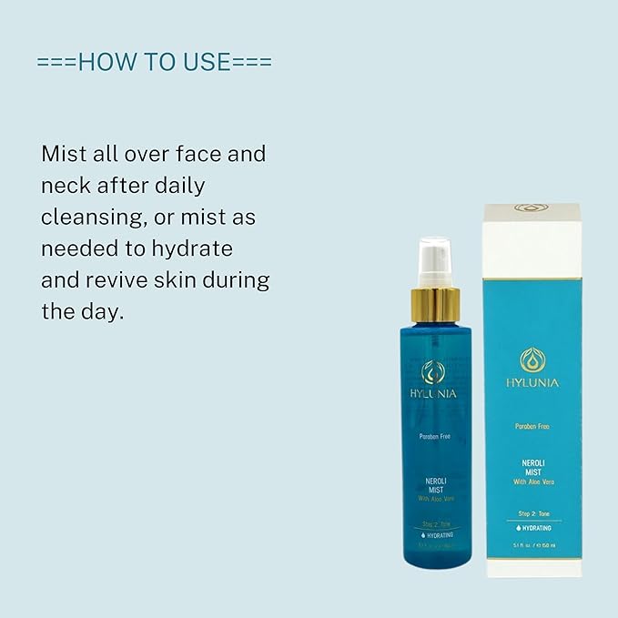 Hylunia Neroli Mist - instant moisturizing spray - Colloidal Silver and Aloe Vera - for younger fresher looking skin - all natural toner-BrightBean Baby