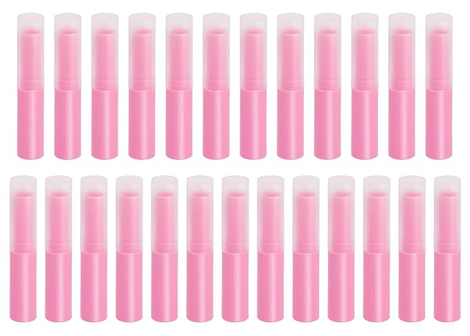 0.14oz Empty Flavored Lip Balm Container Tubes Plastic Homemade Moisturizing Lip Stick with Caps Bulk Fit for Women Adult DIY Making Supplies, 25 Count (Rose Pink)-BrightBean Baby
