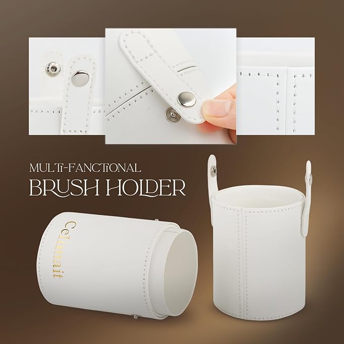 Makeup Brushes Set 12 Piece Professional & Beginner Friendly, Soft Synthetic Bristles for Face Eyeshadow Blending, Easy to Clean Travel Ready with Case, Ergonomic Wooden Handle Hypoallergenic (White)-BrightBean Baby