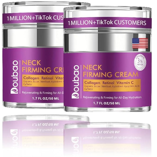 Advanced Neck Firming Cream – 3% Retinol & Hyaluronic Acid for Wrinkle Reduction, Lifting & Skin Tightening – Anti-Aging Moisturizer for Face, Neck & Décolleté – Deep Hydration, 3.4 FL（2 bottle）-BrightBean Baby