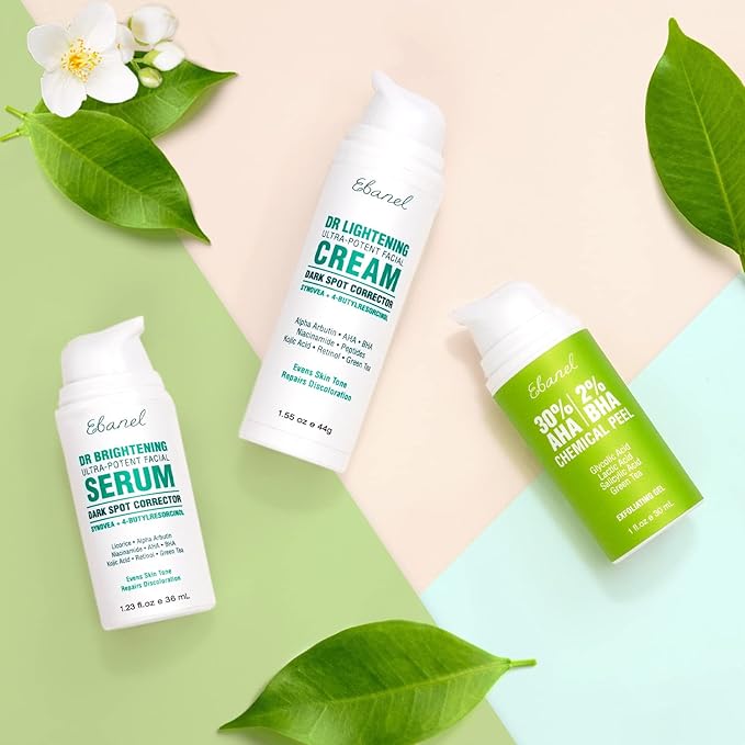 Ebanel Chemical Peel for Face, AHA BHA Exfoliator, Glycolic Acid Peel, Salicylic & Lactic Acid Face Peeling Gel, Infused with Green Tea & Chamomile for Acne Scars, Dark Spots, Wrinkles, Fine Lines-BrightBean Baby