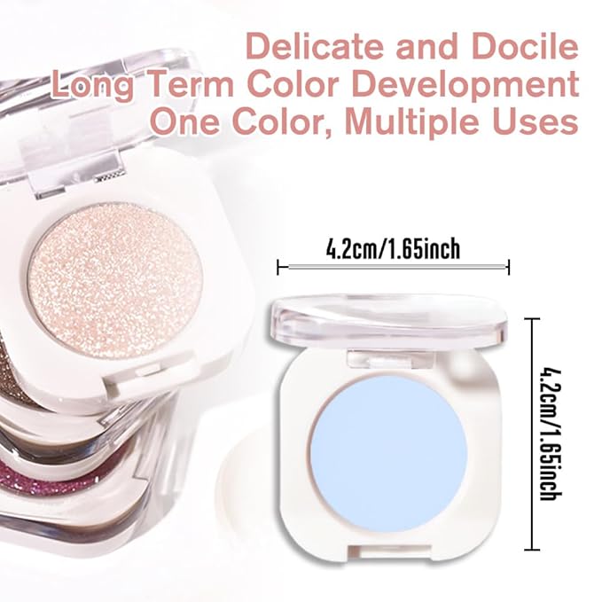 Light Blue White Single Eyeshadow Makeup, Neutral Powde Eye Shadow for Women, Light White Matte Singles Eyeshadow Palette Pigmented Waterproof,sombras para ojos,Girls Monochrome Eyeshadows Gift-BrightBean Baby