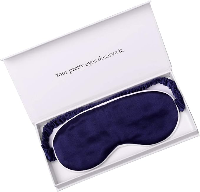 Silk Sleep Mask Light Blocking Luxury 100% Mulberry 19mm Silk Eye Mask Eye Cover Blindfold Ultra Soft Light & Comfy Anti Aging Skin Care with Travel Bag Gift Package-BrightBean Baby